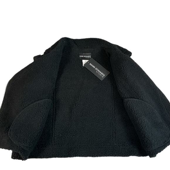 Mark Edwards Studios Sherpa Lined Faux Leather Vest Size Small Black/Silver NWT - Picture 6 of 12